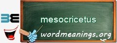 WordMeaning blackboard for mesocricetus